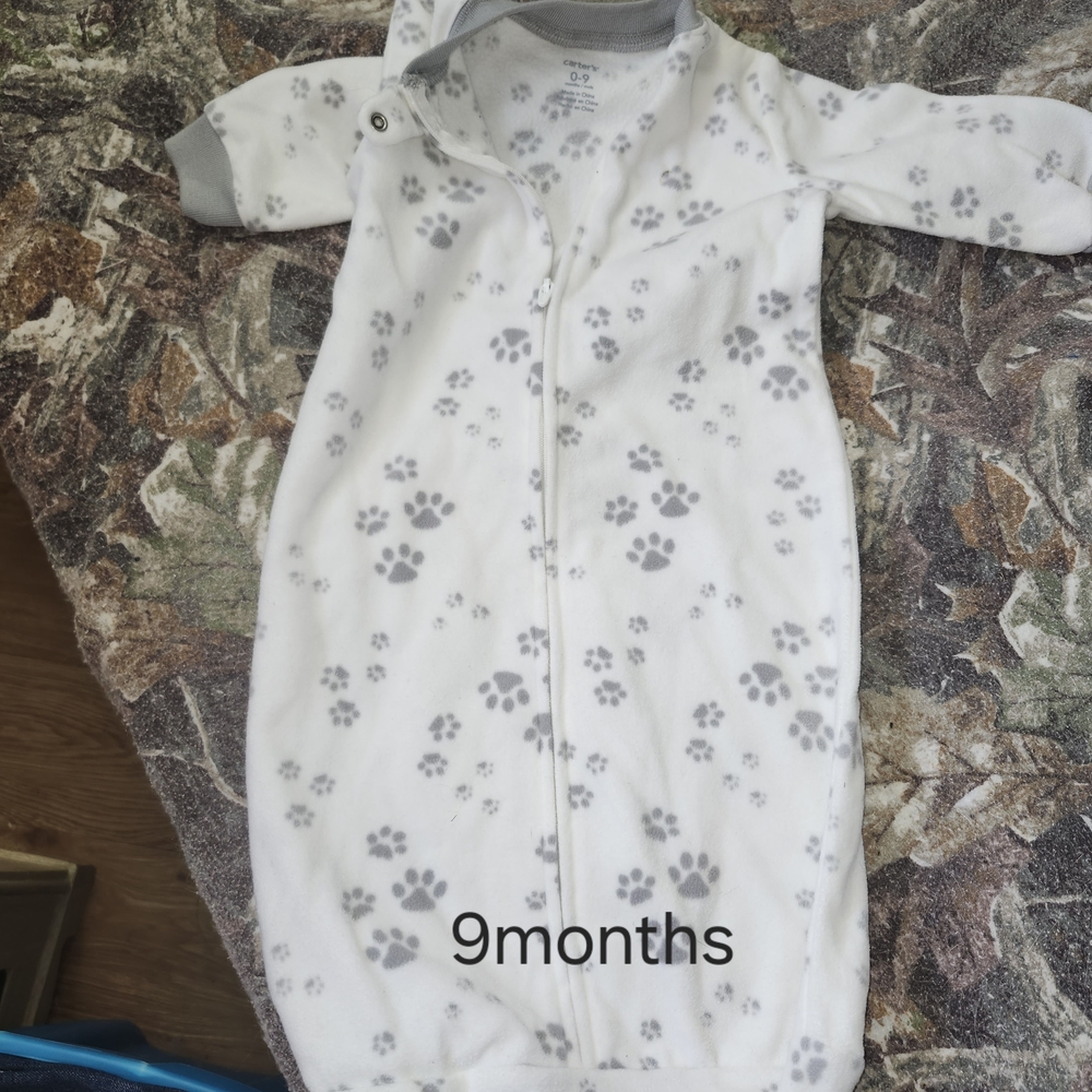 Carter's White and Gray Paw Print Sleep Sack